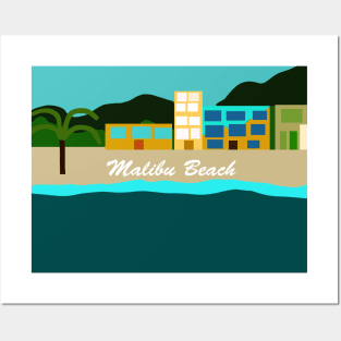 Beautiful Vacation Houses on Malibu Beach Posters and Art